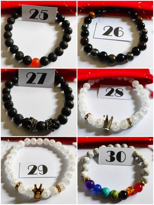 Pulseira pedras / contas para homem e mulher com bolsa vermelha