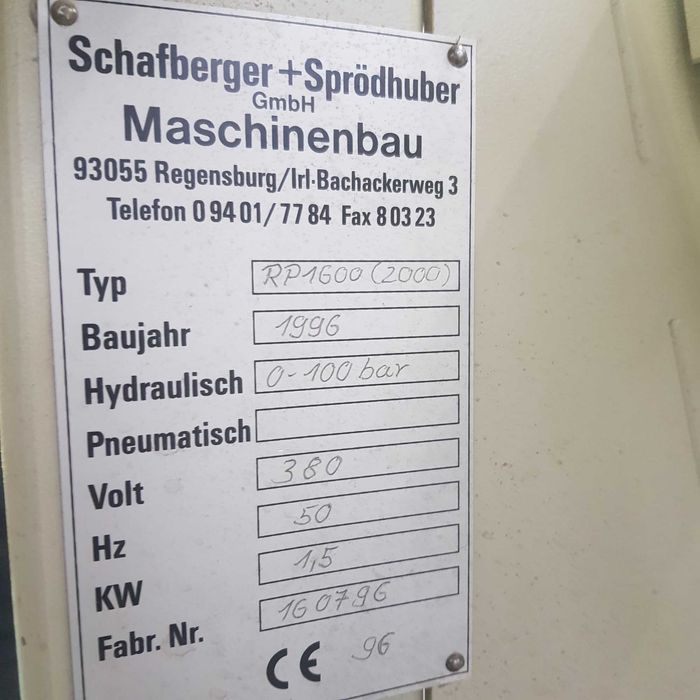 Prasa Ramowa Schafberger + Sprodhuber  RP 2000
