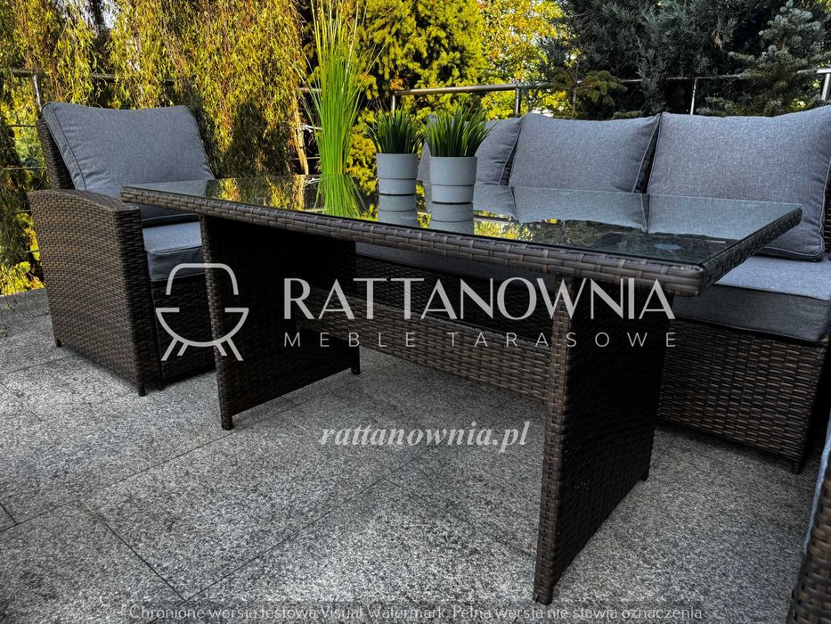 Narożnik Ogrodowy Zestaw Wypoczynkowy Technorattanowy 2 Kolory Premium