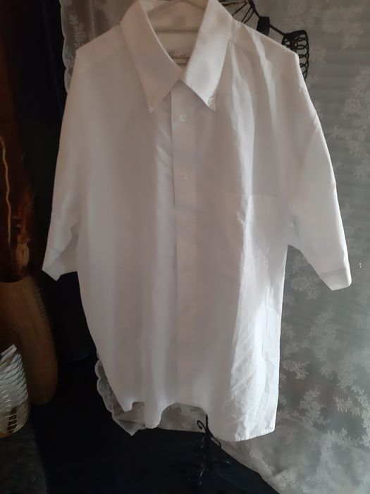 Koszula prl Wólczanka biała krótki rękaw 38 164/170 gentleman lato vin