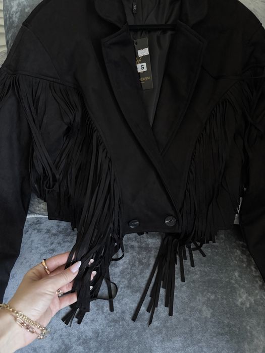 Черный пиджак курточка куртка Yves Saint Laurent с бахрамой