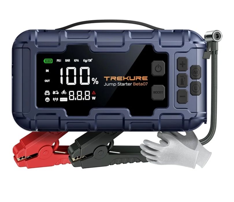 Arrancador de bateria. Com compressor de ar