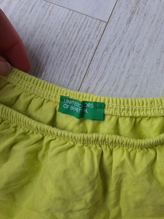 Krótka limonkowa bluzka Benetton rozm 130