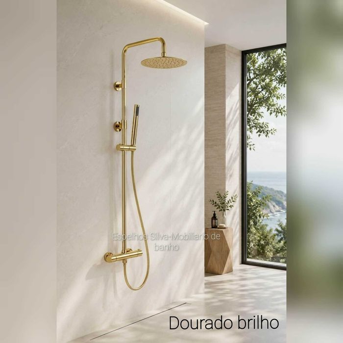 Conjuntos de Duche Redondos OU Quadrados - Chuveiros/Casa de Banho/WC/Pretos/Dourados/Cromados