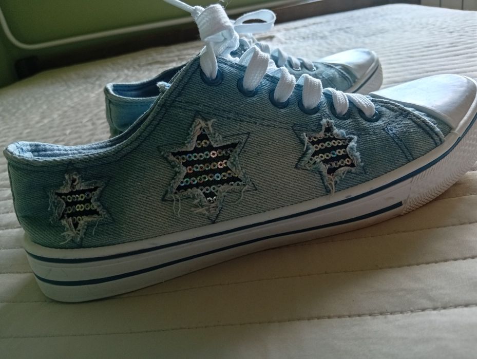 Trampki jeansowe gwiazdki cekiny 40