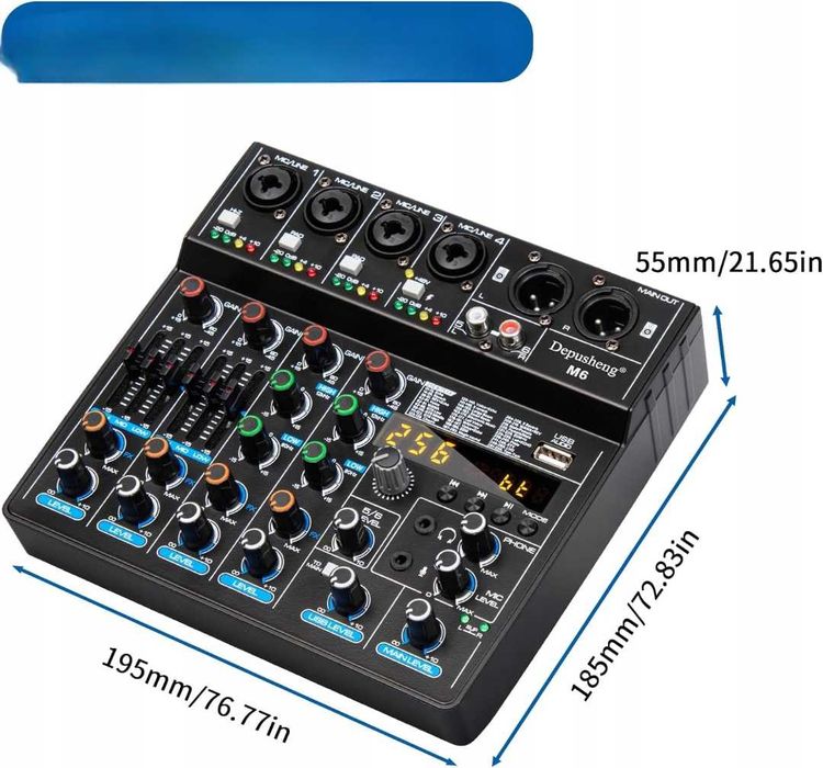 Mikser studyjny AUDIO DEPUSHENG M6 Kontroler DJ Bluetooth MP3 Interfejs USB