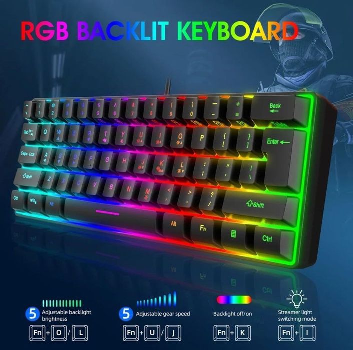 RGB Клавіатура Ігрова дротова Y-Fruitful K401 61 клавіша