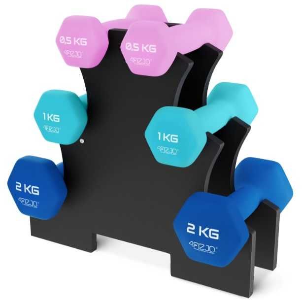 Zestaw ciężarków hantelek żeliwnych Classic 6sztuk + STOJAK 4Fizjo