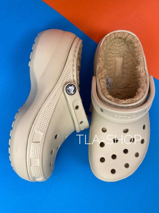 New Crocs Classic Platform Lined крокси з хутром  жіночі сабо