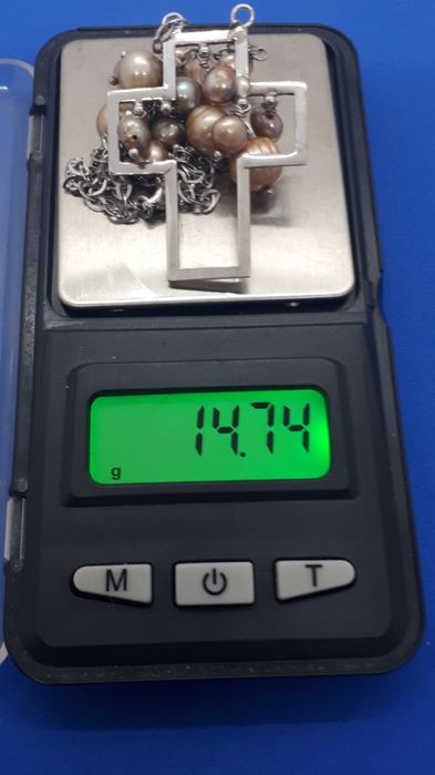 Колье серебро 925пр., жемчуг.