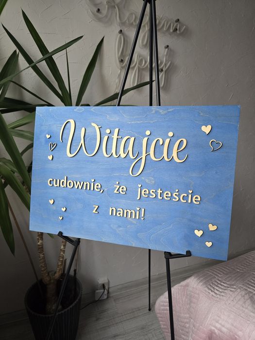 Tablica powitalna dla gości weselnych 40x60cm  drewniana, chrzest