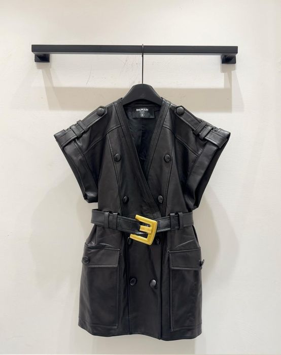 Sukienka skórzana Balmain