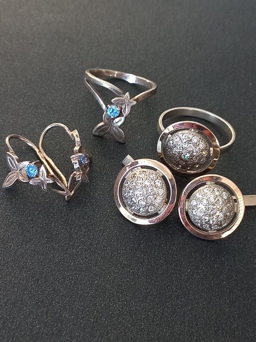 Серьги и кольцо серебро 925проба