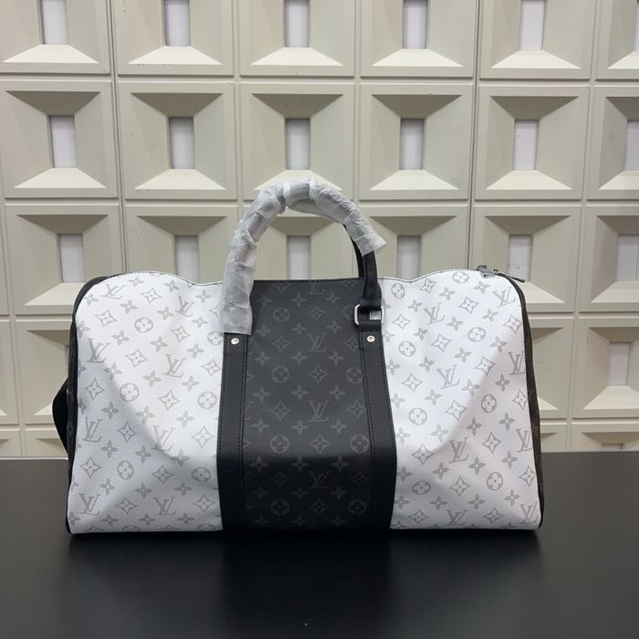 Louis Vuitton Keepall сумка мужская спортивная белая с черным дорожная