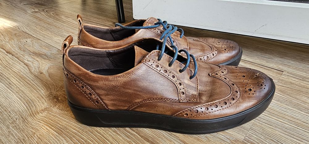 Buty męskie ECCO Soft 8 M Brogues Skóra Naturalna Premium r. 41 Honey/Black