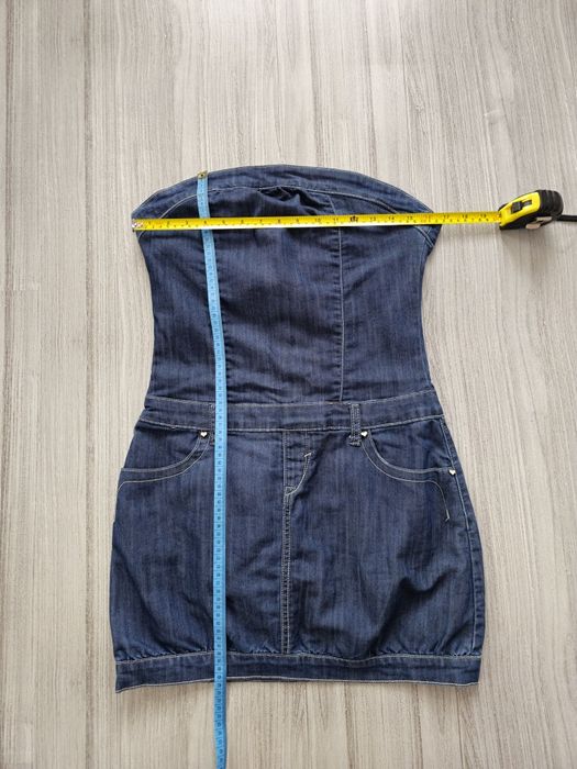 Jeansowa sukienka gorsetowa mini bez ramiączek denim lato impreza