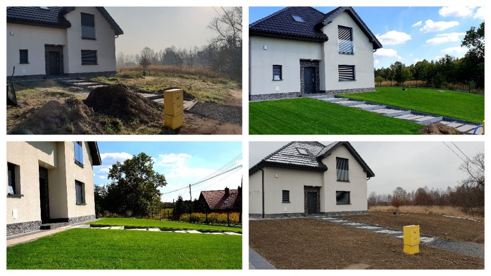 Niwelacja terenu, glebogryzarka separacyjna KOPARKA - trawnik z SIEWU