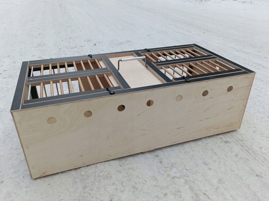 Kosz transportowy dla gołębi PREMIUM Black - duży, dzielony, 80×40×23