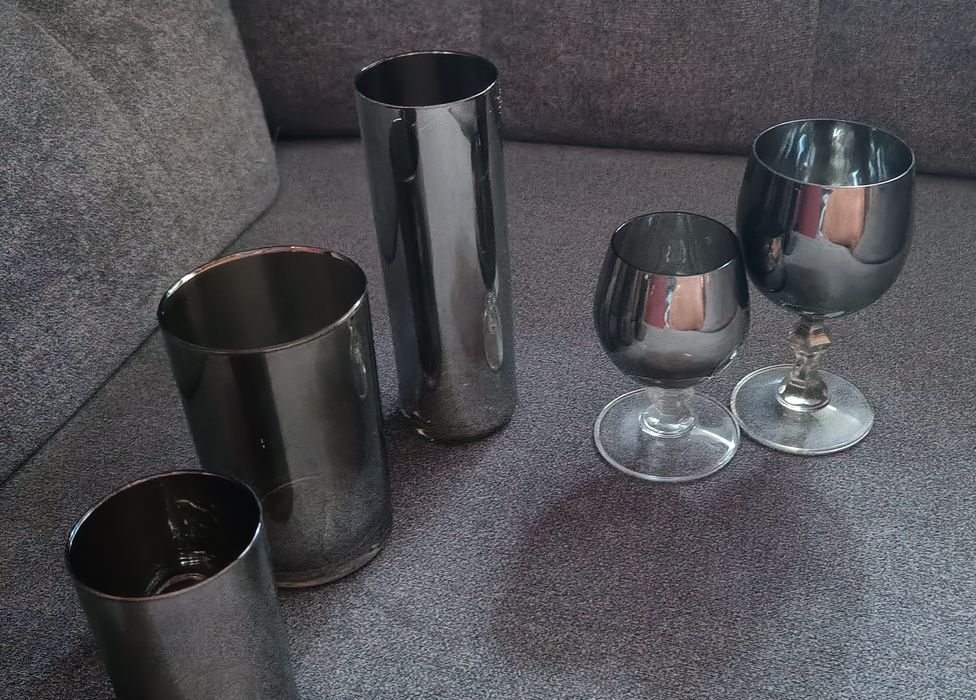 Komplet szkła dymionego - srebrne