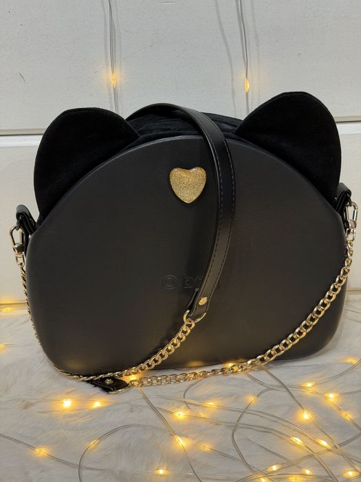 Komplet Torebka Obag  moon light kot czarny kotek