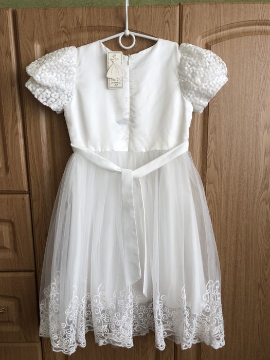 Підліткова Біла сукня плаття, 9-11 років, святкова, з рукавом ліхтарик