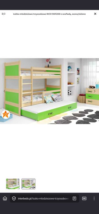 Łóżko piętrowe trzypiętrowe trzyosobowe  Interbeds Rico R