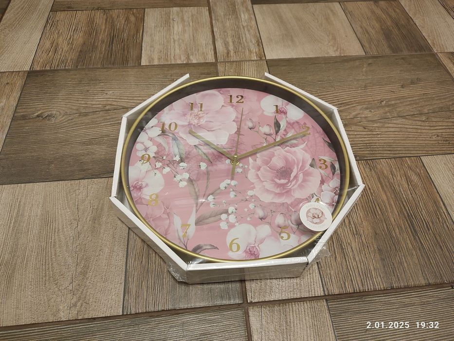 Nowy kwiecisty zegar ścienny 25 cm