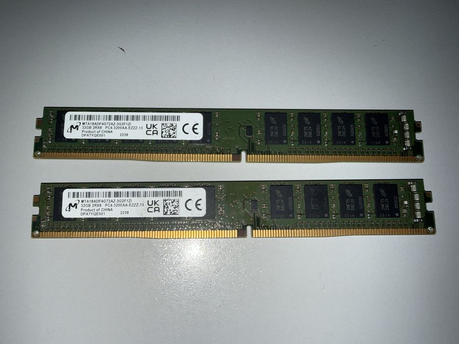 Kości RAM Micron VLP ECC UDIMM DDR4 32GB 1Rx8 3200MHz PC4-25600