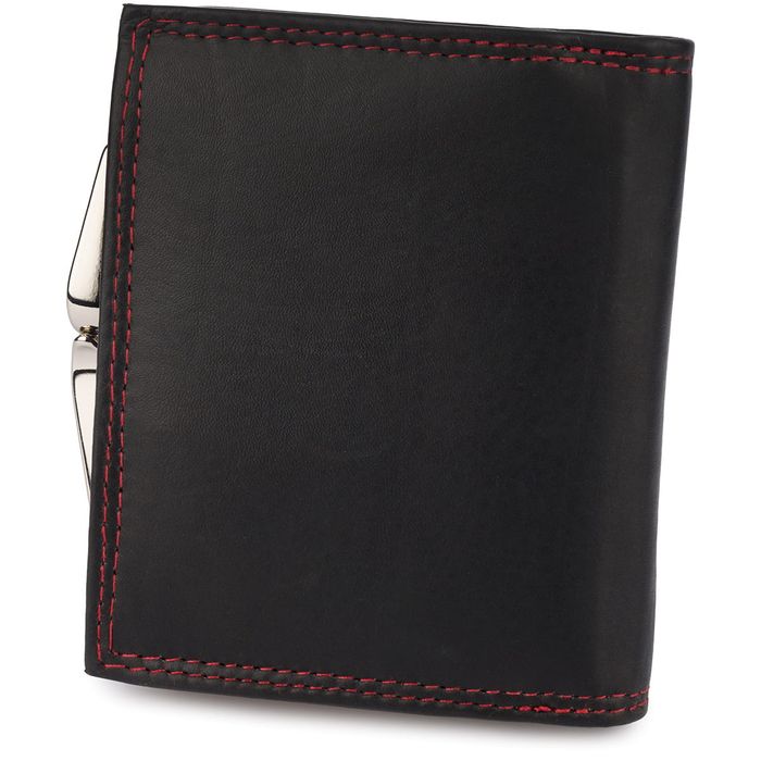 portfel damski double mini - czarno-ciemnoczerwony