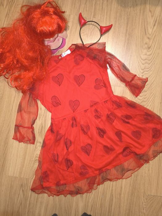 Дорослий карнавальний костюм чортиця чорт скелет відьма Хеллоуїн парик