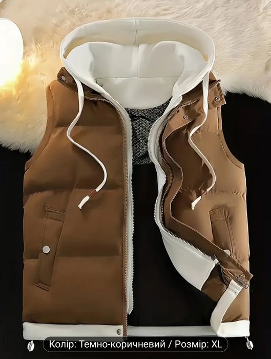 Жилетка Унісекс ( M - L- XL )товста з капюшоном