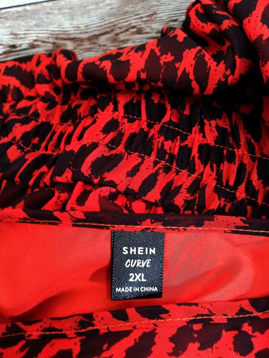 Шифоновое красное платье SHEIN с леопардовым принтом Размер XL - 2XL