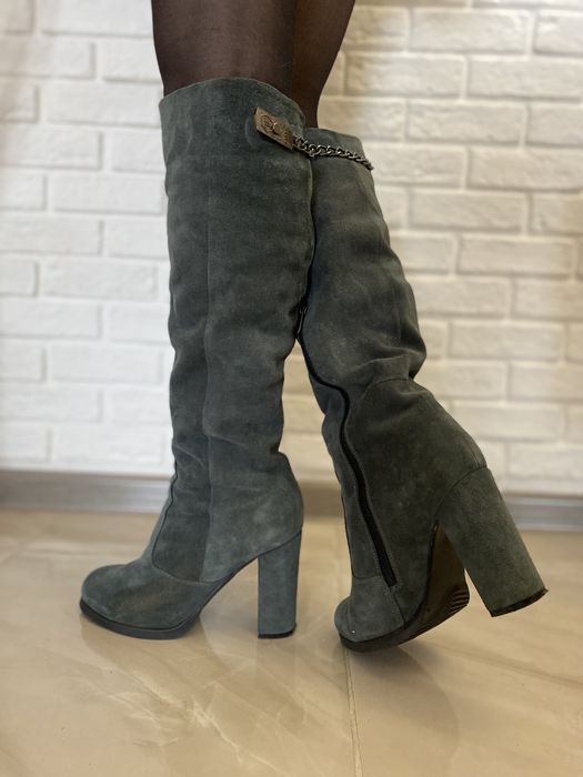 Сапоги черевики ботфорти натуральний замш