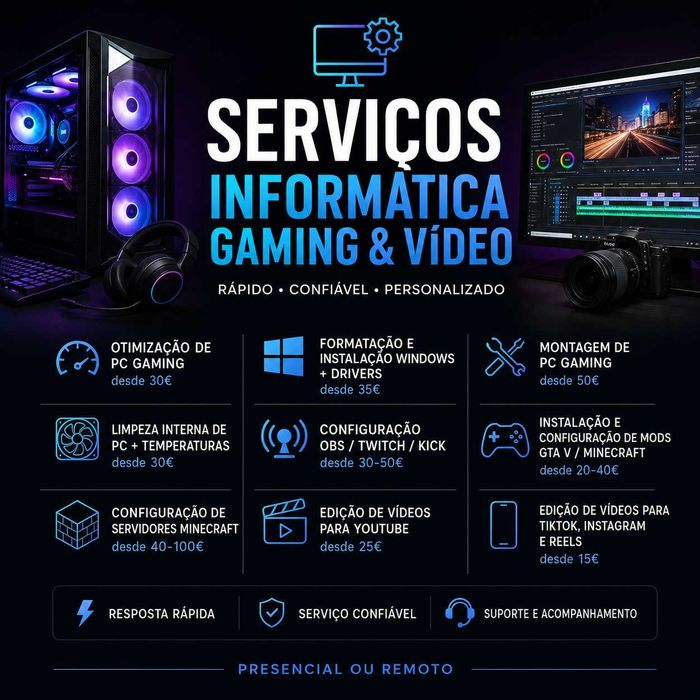 Serviços de Informática, Gaming, Streaming e Edição de Vídeo