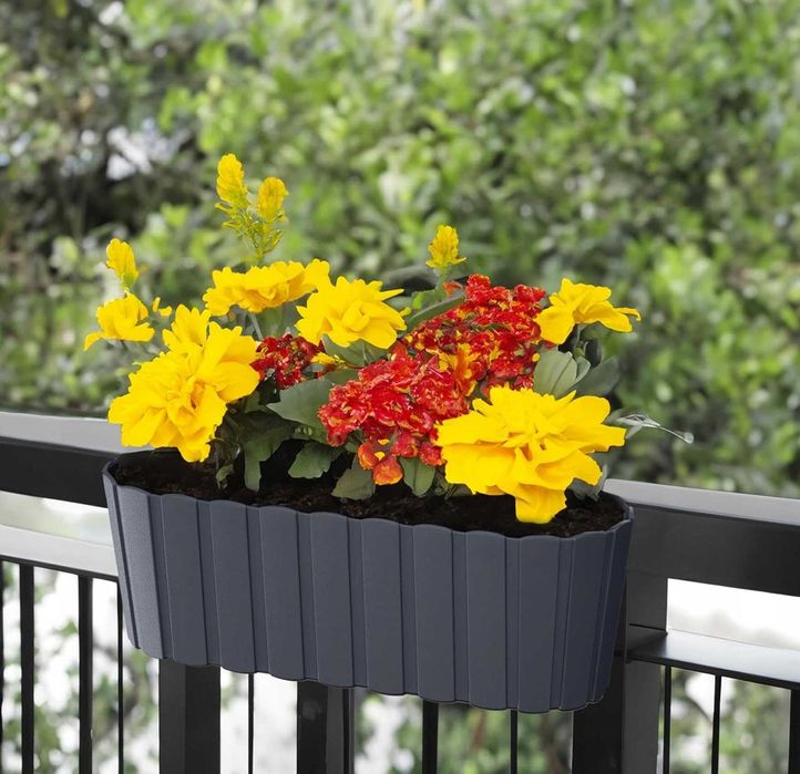 Doniczka balkonowa donica skrzynka owalna na balustradę antracytowa