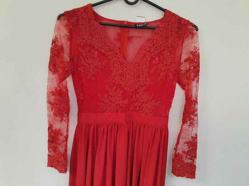 szybka wyprzedaż koronkowa czerwona sukienka 38 emo luna,inubia