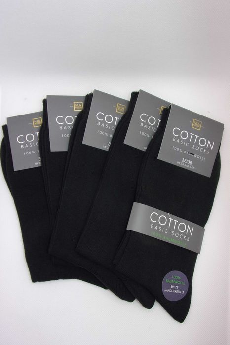 5x Skarpety 100% bawełny, czarne uniseks 39/42. Art 61992-MA