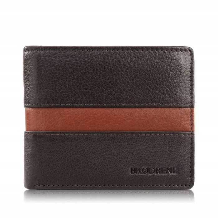 portfel męski skórzany elegancki mały klasyczny brązowy