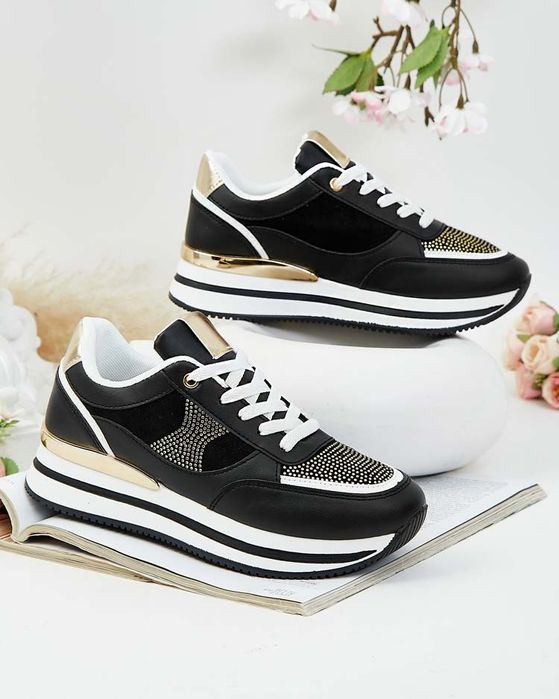 36 37 38 adidasy 39 40 41 sneakersy z cyrkoniami na grubej podeszwie