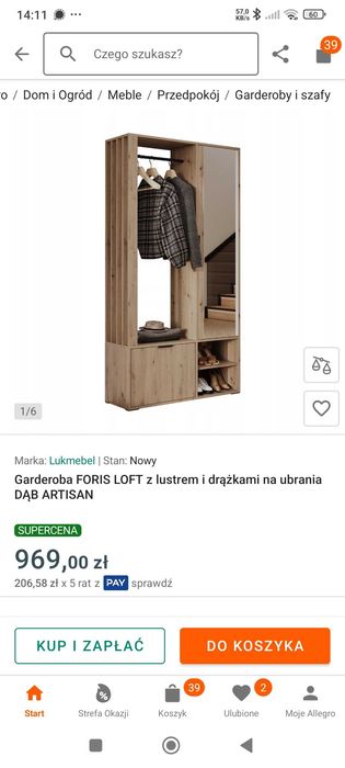 Szafa, garderoba na kurtki i buty
