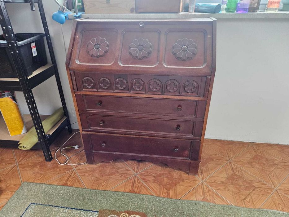 sekretarzyk - antyk - biurko - szufladki - drewniany - zabytkowy