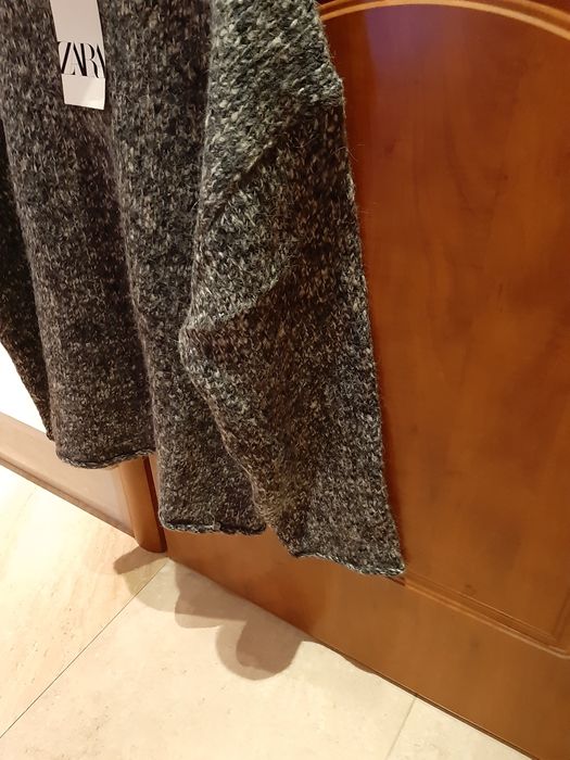 Sweter szary Zara melanż Xl oversize duży dzianina alpaca tkmaxx home