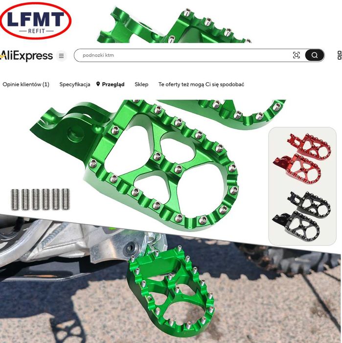 Kawasaki kx kxf klx   Stopki platformy zielone