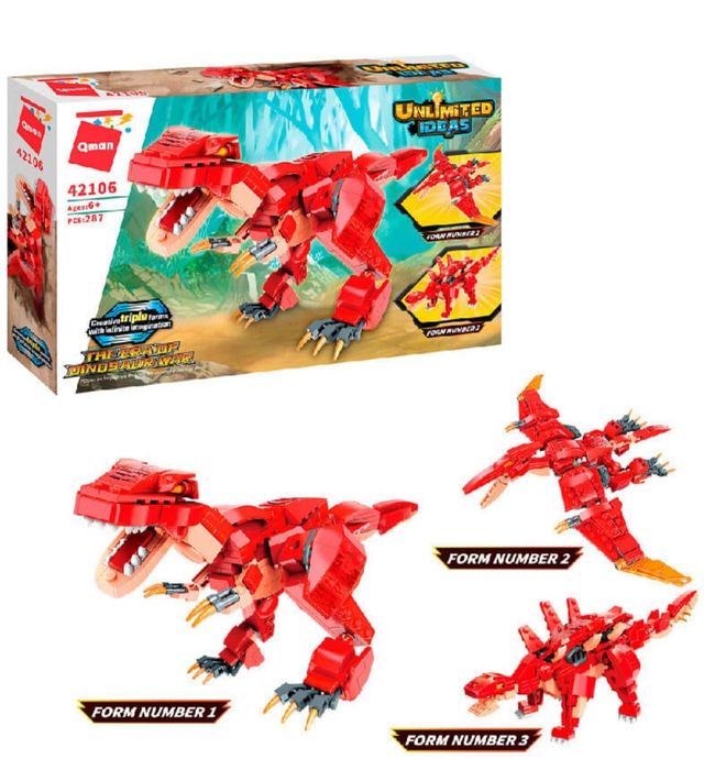 Лего Динозавр  3 в 1 Конструктор Qman 42106