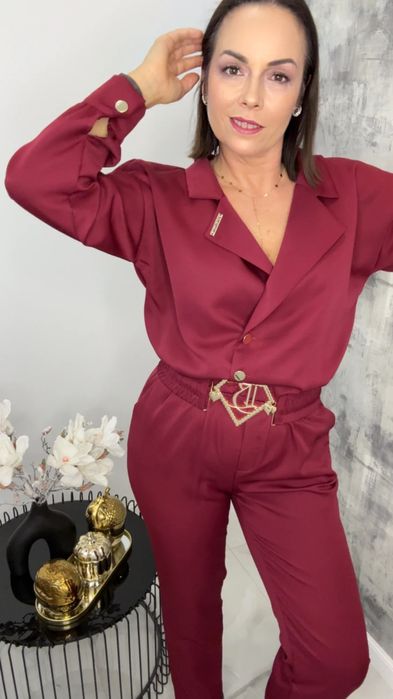 Kombinezon Lola Bianka bordowy elegancki