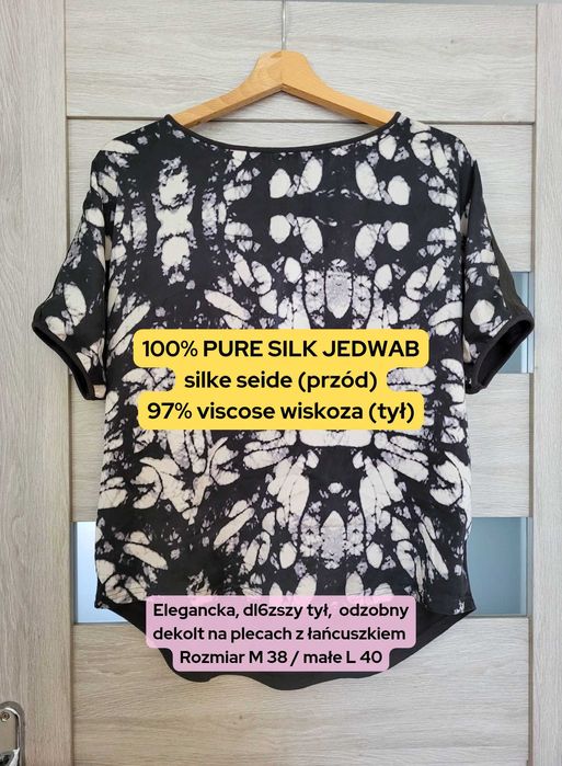 Jedwab Piękna śliczna bluzka z jedwabiu Elegancka casual