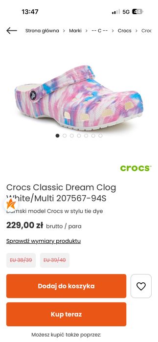 Chodaki dziecięce Crocs Classic Dream Clog J2 r. 33-34