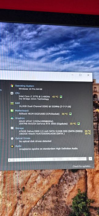 Komputer RTX 3050 6GB 16 GB ram i7 480SSD 2TBHDD