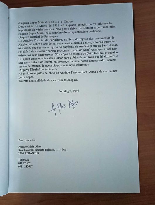 Sant'Annas com origem de Mouriscas, recolha de A. Maia Alves, assinado pelo autor (1996)