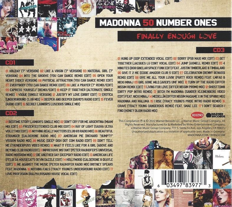 3 CDs• Madonna-Finally Enough Love_50 N°1s